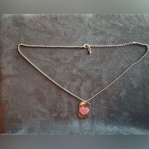 Pink and silver tone Necklace with pendant